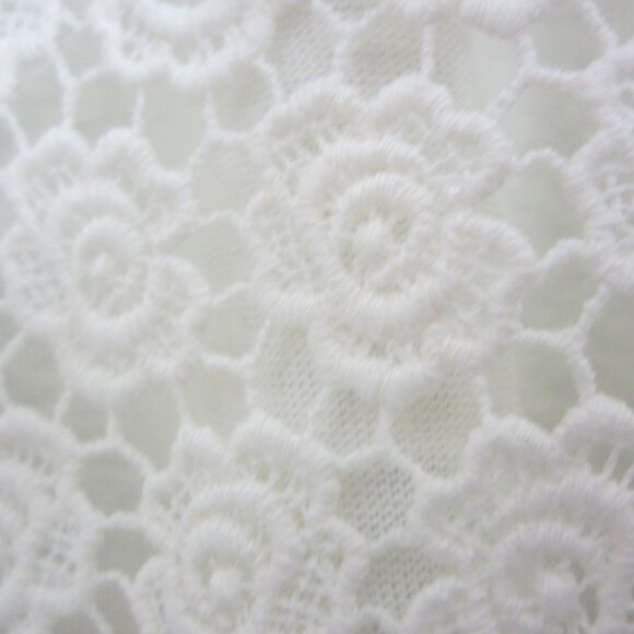 Gerard Darel Womens M Ivory Cap Sleeve Linen Knit Shirt Floral Cotton Lace Back - Picture 3 of 11